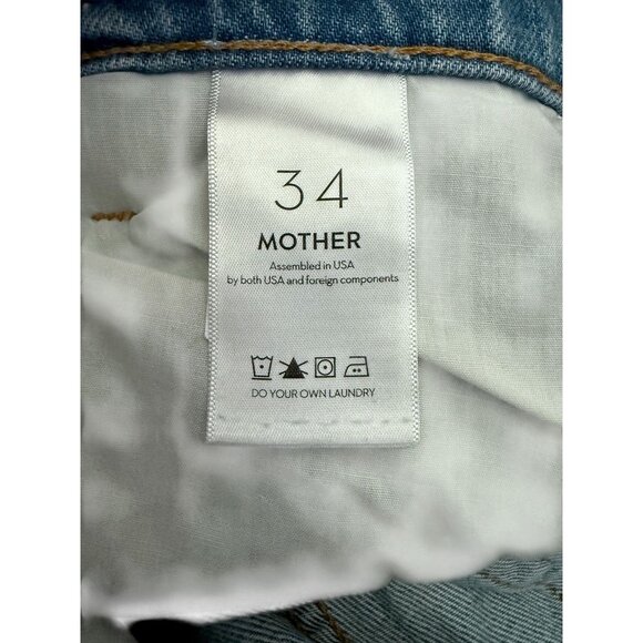 Mother Snack Double Prep Fun Dip Flood Fray Jeans Size 34 Cropped Raw Hem NWT - Picture 5 of 8